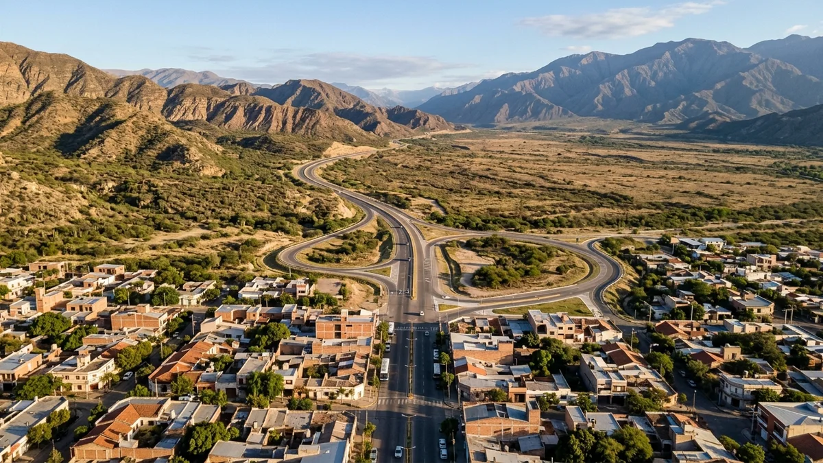 La trama urbana de Catamarca se conecta con caminos del valle y accesos de montaña