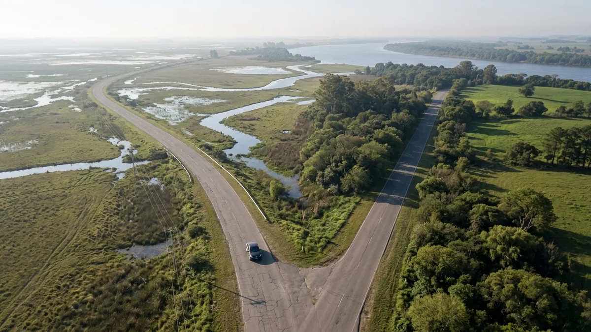 Una ruta entrerriana se divide hacia paisajes de los ríos Paraná y Uruguay