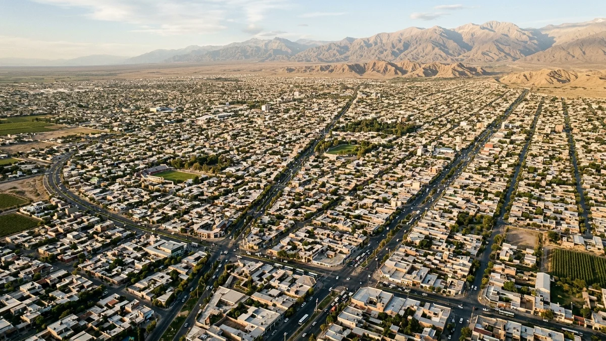 Vista aérea del continuo urbano del Gran San Juan y sus avenidas