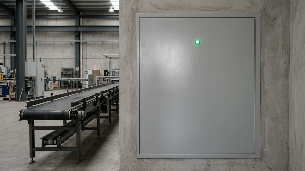 Luz verde encendida junto a una línea industrial detenida