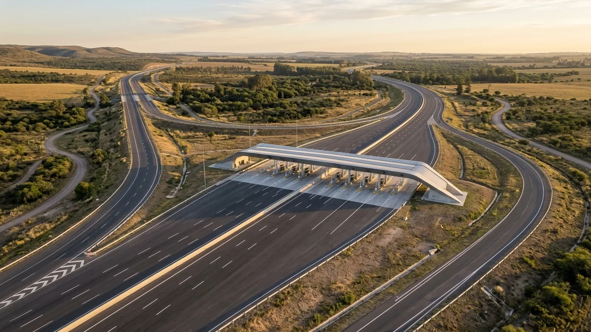 Autopista argentina que se bifurca hacia varios corredores de peaje