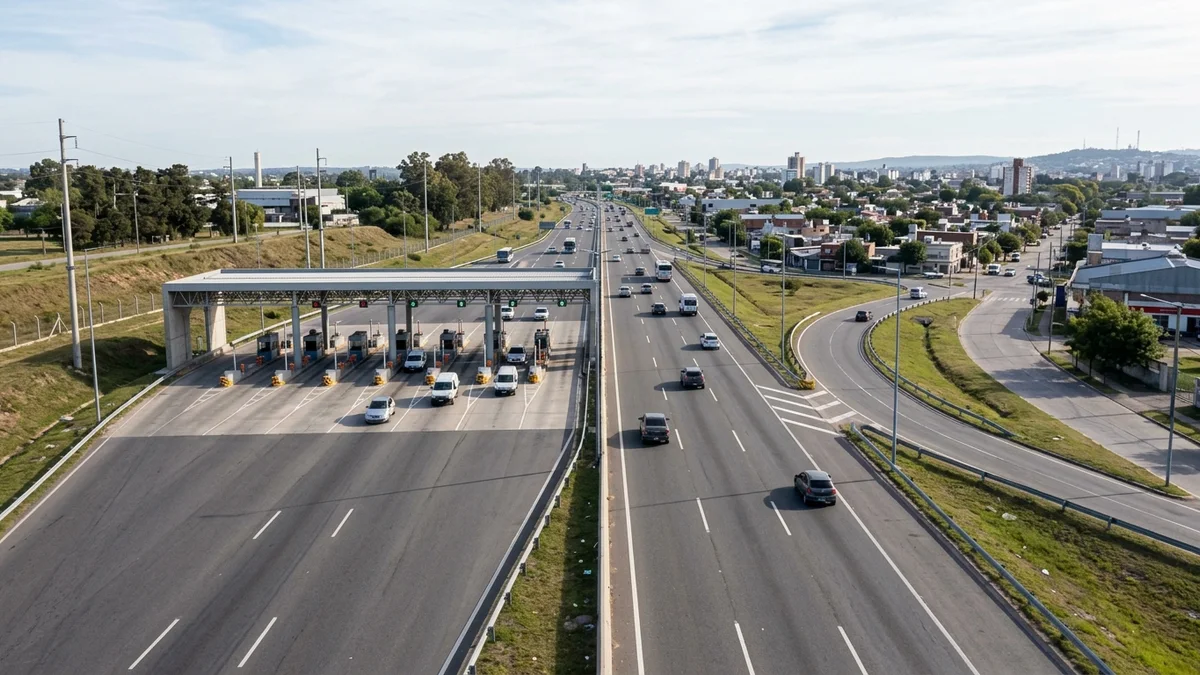 Dos ramales de autopista que representan redes de peaje y control distintas