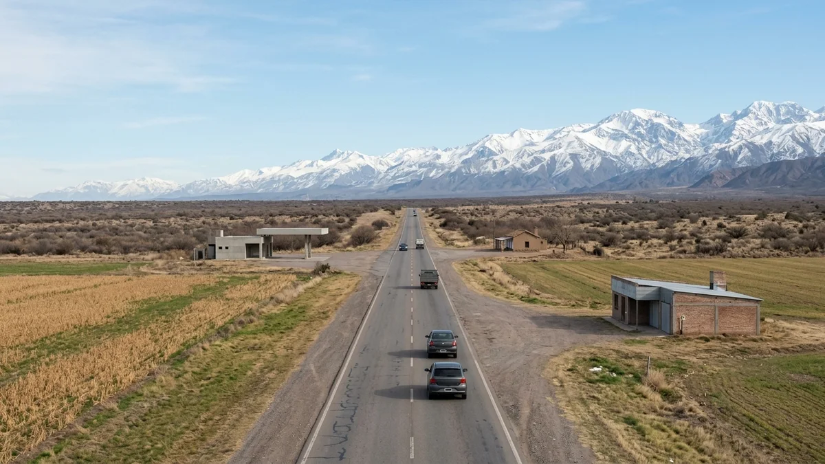 Ruta 7 recorre la llanura y el paisaje cuyano hacia los Andes