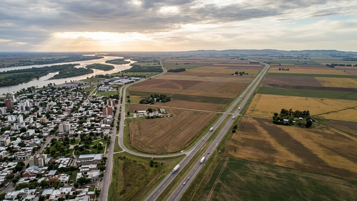Paisaje de Santa Fe donde una avenida urbana se conecta con una ruta provincial