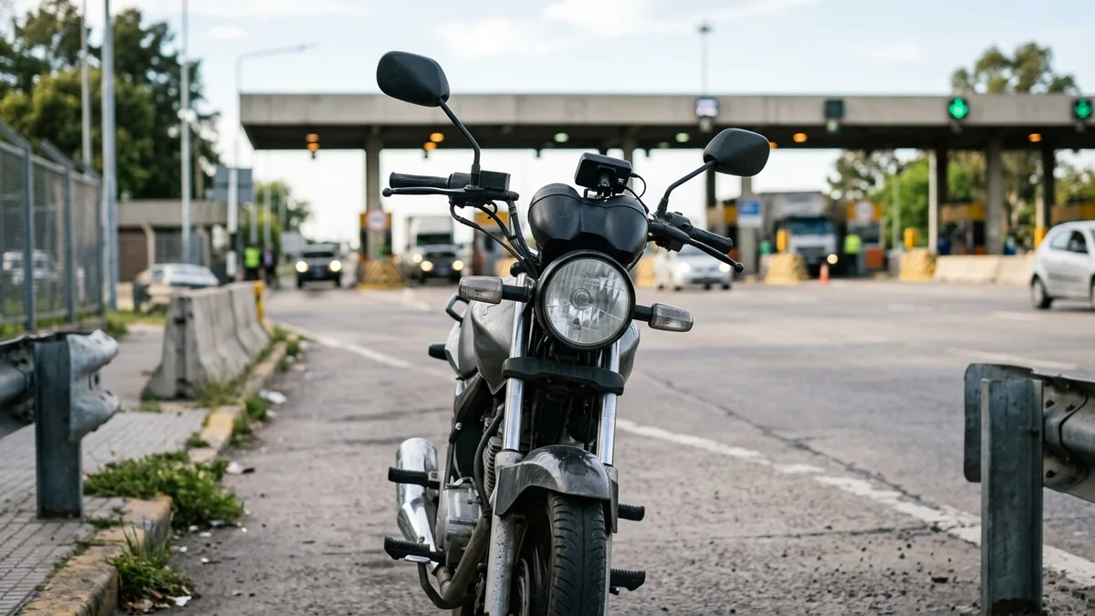 Motocicleta con dispositivo de peaje colocado sobre la óptica delantera